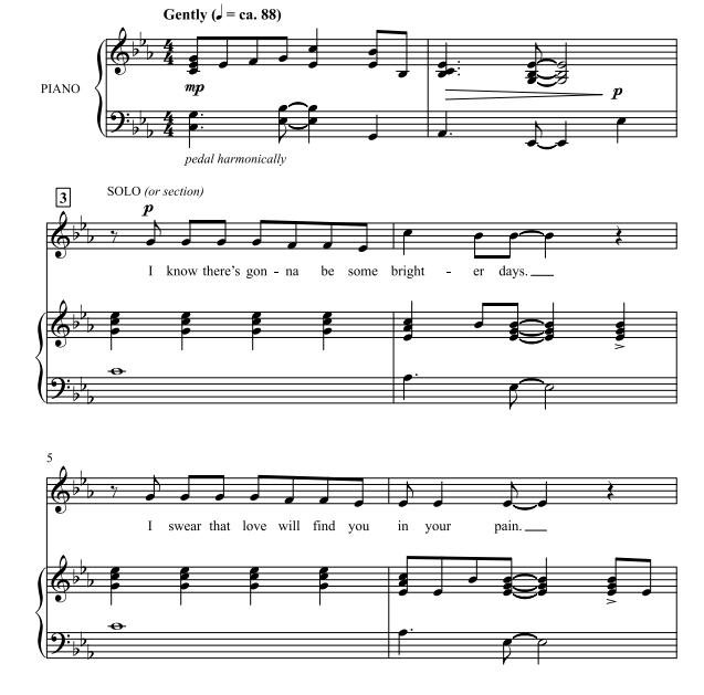 商品为SA 二声部合唱线谱 Brighter Days 扎诺版 童声女声合唱谱 有试听