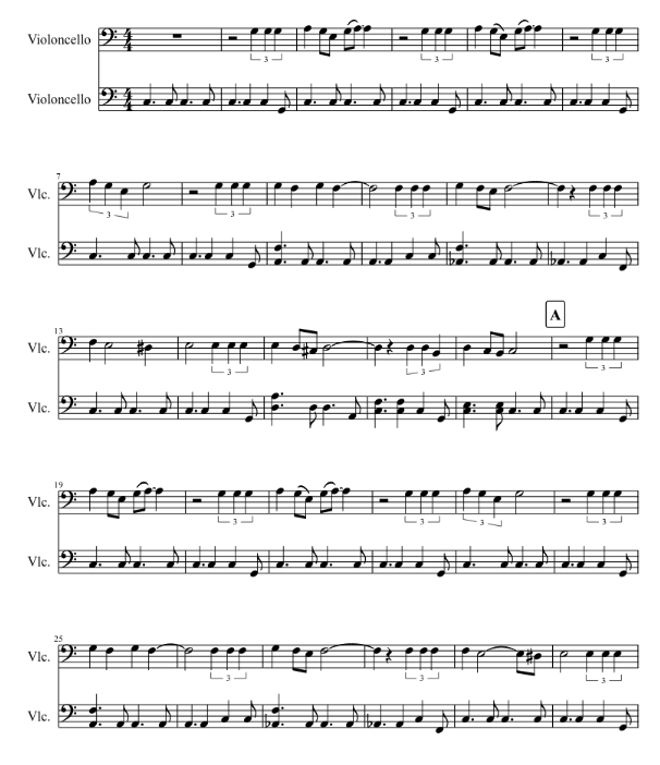 Can't take my eyes off you 大提琴二重奏 总分谱 有试听