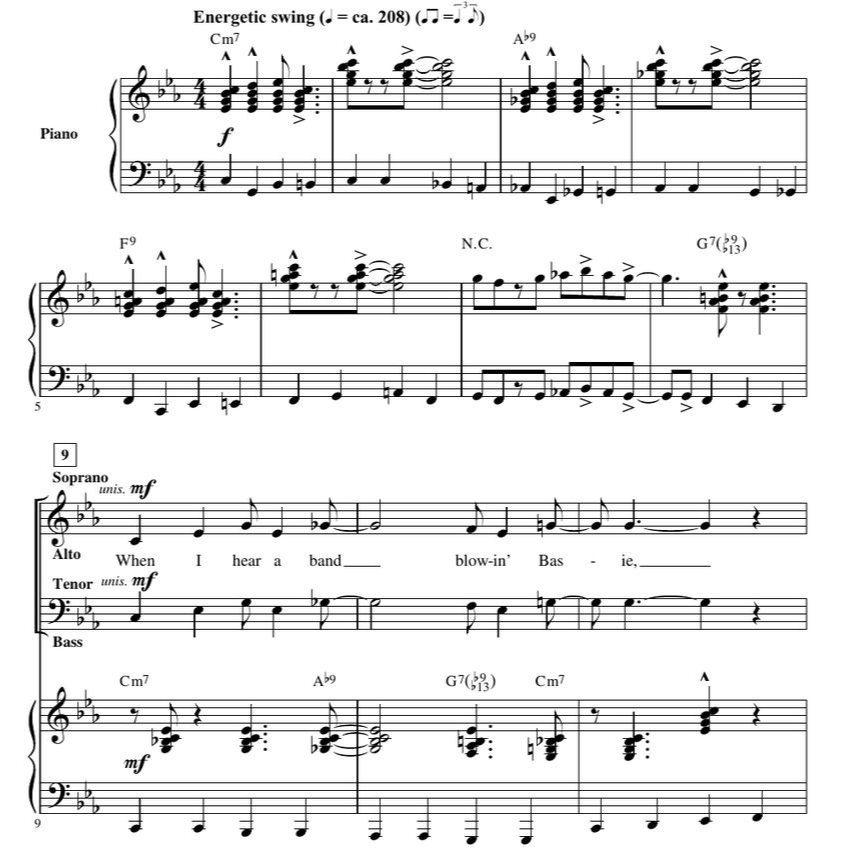 商品为SATB 四声部合唱线谱 Dancin' Fool 科比肖版 混声爵士合唱谱 有试听