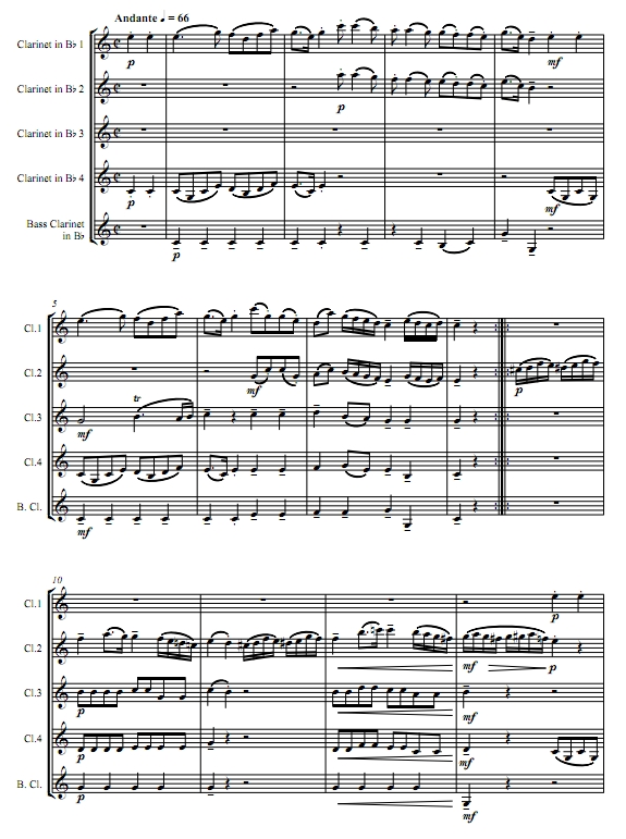 G大调弦乐小夜曲行板 莫扎特 单簧管六重奏总谱+分谱 有试听