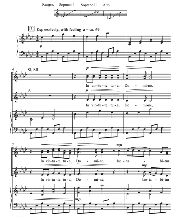 商品为SSA 三声部合唱线谱 In Virtute Tua 吉尔平版 童声女声合唱谱 有试听