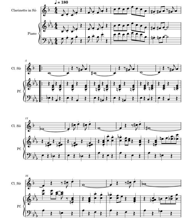 Jazz Band 单簧管钢琴 总分谱 有试听