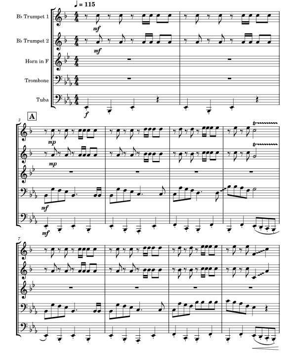 铃儿响叮当 铜管五重奏 总谱+分谱 有试听