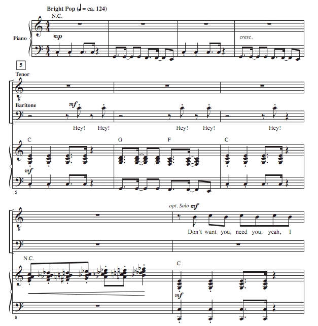 商品为TB 二声部合唱线谱 K-POP猎魔女团 Soda Pop 爱默生版 男声流行合唱谱 有试听