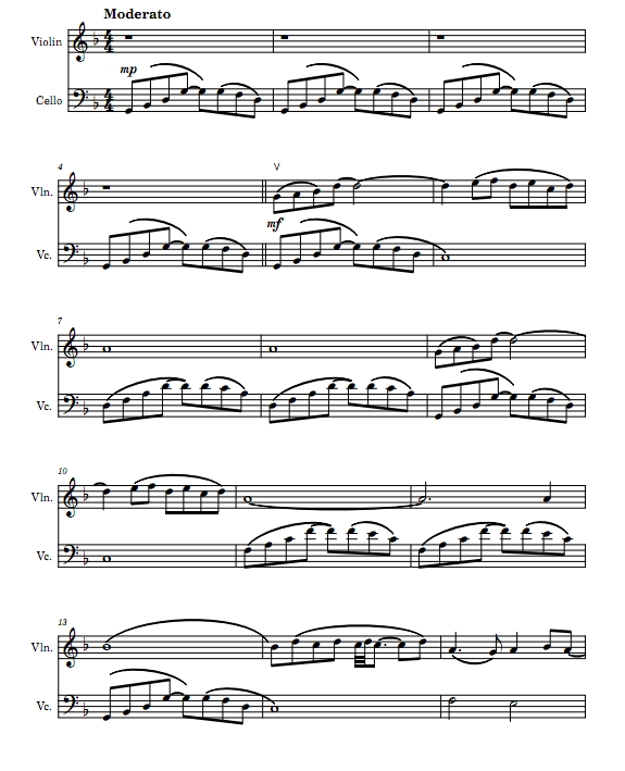 Lalaland 爱乐之城插曲 City of Stars 小提琴大提琴二重奏 总谱+分谱 有试听