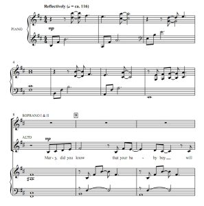 商品为SSA 三声部合唱线谱 Mary, Did You Know 海登版 童声女声圣诞合唱谱 有试听-云音圈