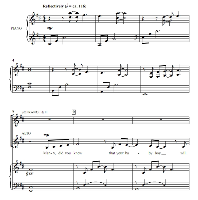 商品为SSA 三声部合唱线谱 Mary, Did You Know 海登版 童声女声圣诞合唱谱 有试听