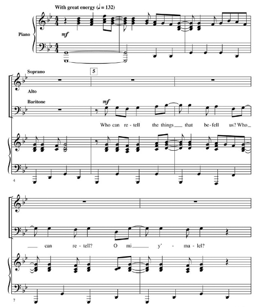 商品为SAB 三声部合唱线谱 Mi Y'malel 希伯来民歌 加里纳版 混声合唱谱 有试听