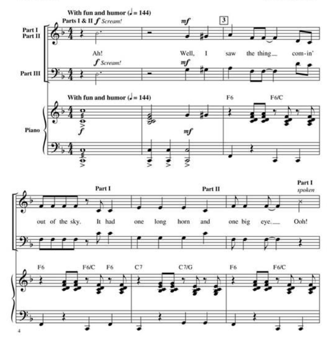 商品为SAB 三声部合唱线谱 Purple People Eater 吉尔平版 混声合唱谱 有试听