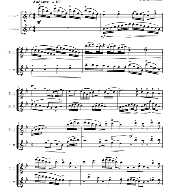 River 长笛二重奏 总分谱 有试听