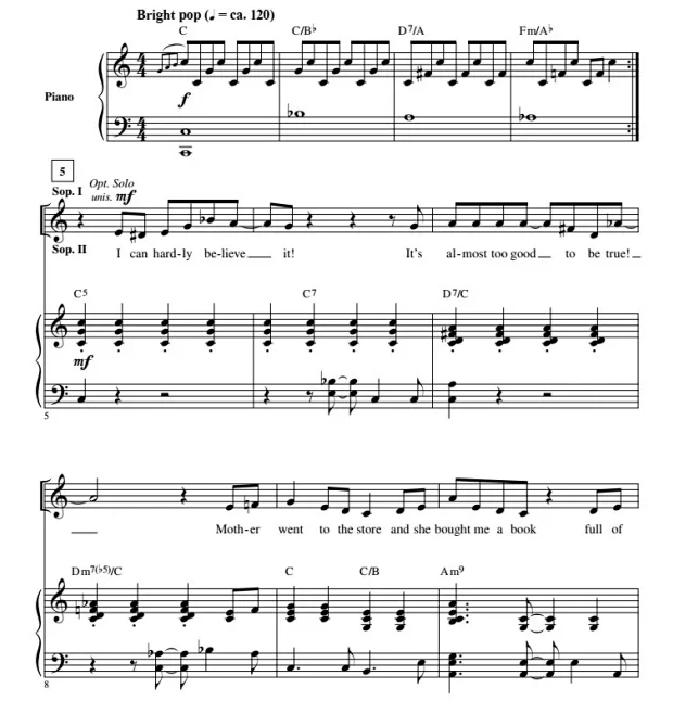 商品为SSA 三声部合唱线谱 Top Secret Personal Beeswax 米勒版 童声女声合唱谱 有试听