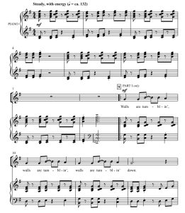 商品为SAB 三声部合唱线谱 Walls Come Down 克鲁斯版 混声合唱谱 有试听-云音圈