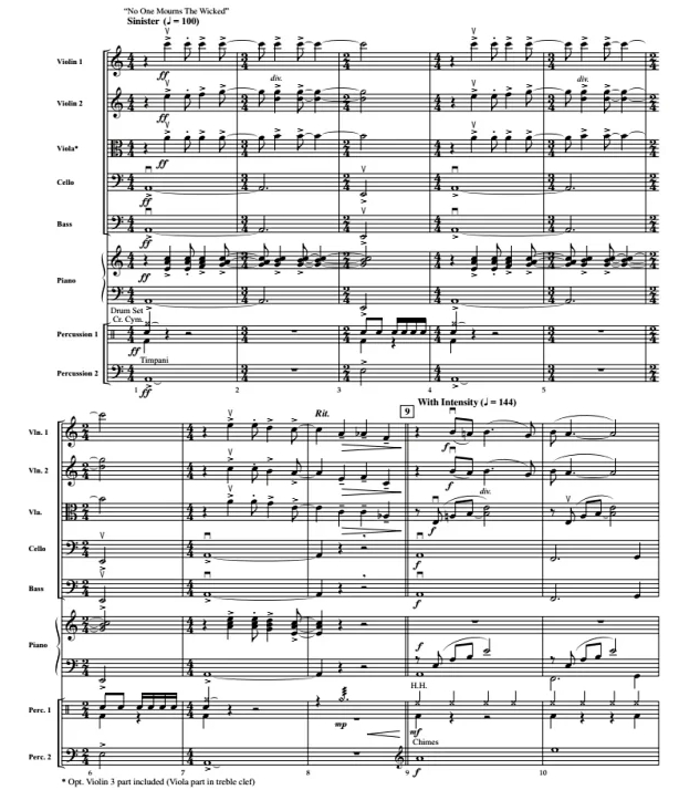 Wicked-配乐串烧 中级 交响弦乐合奏总谱+分谱 3-4级 有试听