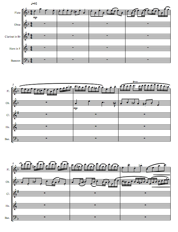 g小调赋格 巴赫 木管五重奏总谱+分谱 有试听