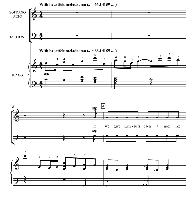 商品为SAB 三声部合唱线谱 π的故事 肖普林版 混声合唱谱 有试听