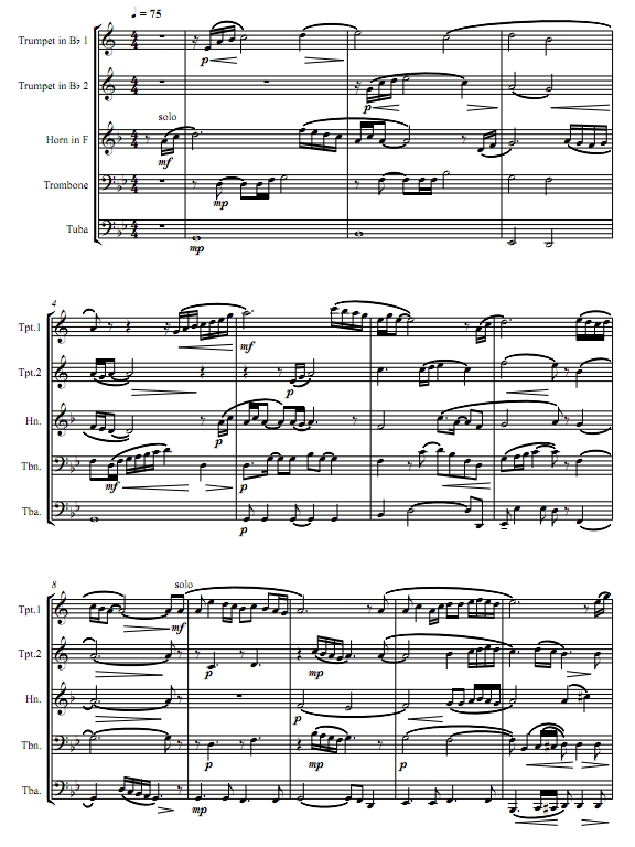 一剪梅 铜管五重奏总谱+分谱 有试听