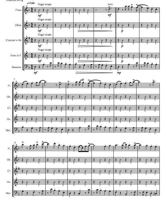 上帝赐予你快乐,先生们 爵士 圣诞木管五重奏总谱+分谱 有试听