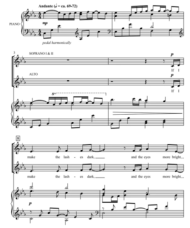 商品为SSA 三声部合唱线谱 世界被创造之前 拉卡塞尔版 童声女声合唱SSA+钢琴谱 有试听