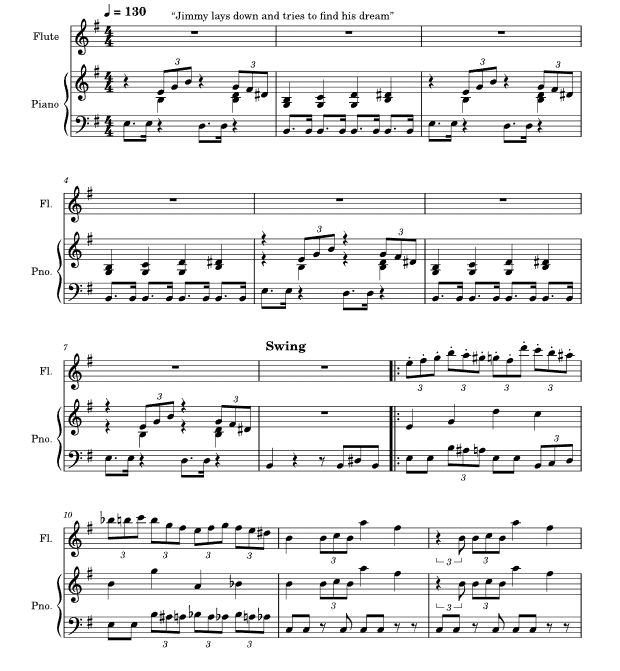 两条河 长笛钢琴 总分谱 有试听