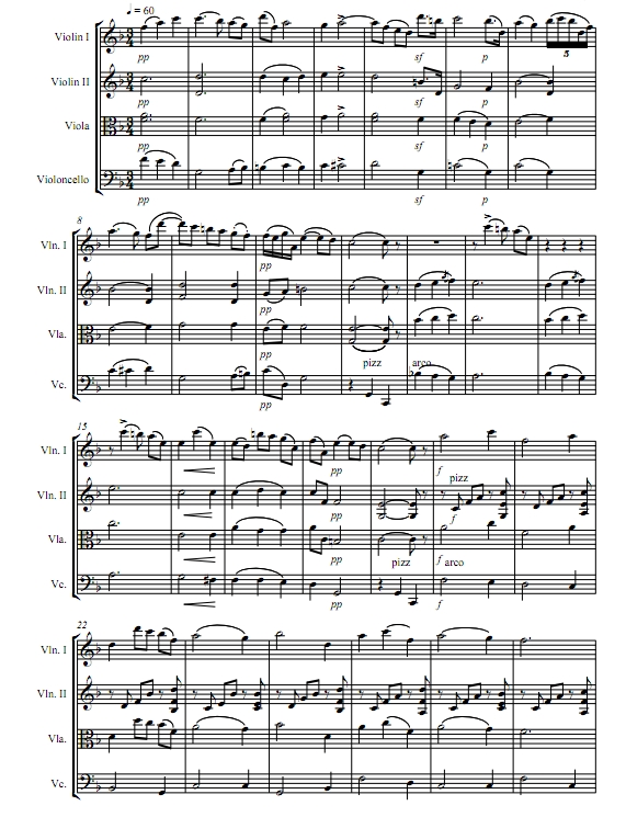 乡间骑士 弦乐四重奏 总分谱 有试听