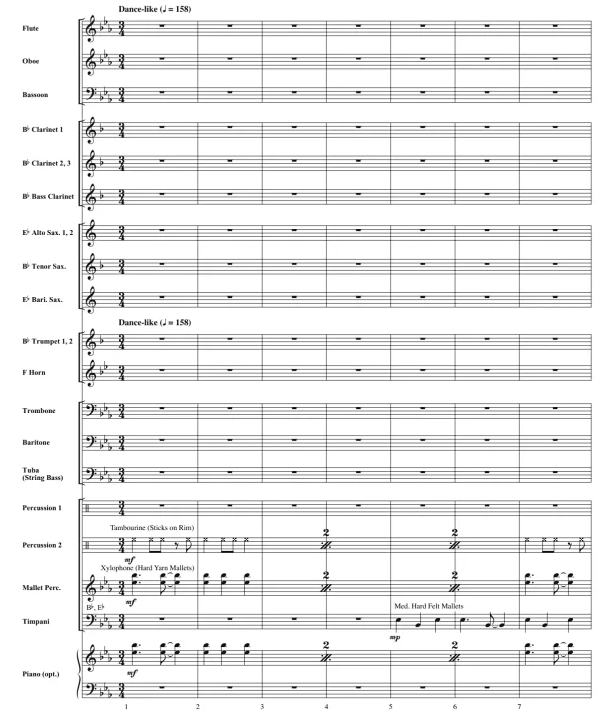 云舞 初级 交响管乐合奏总谱+分谱 2级 有试听