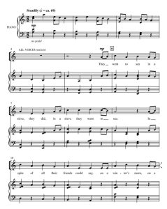 商品为SA 二声部合唱线谱 他们乘着筛子出海 童声女声合唱+钢琴谱 有试听-云音圈