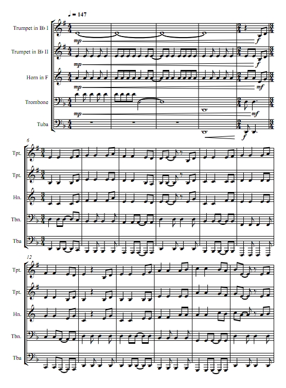 他是个海盗He's A Pirate 加勒比海盗 铜管五重奏总谱+分谱 有试听