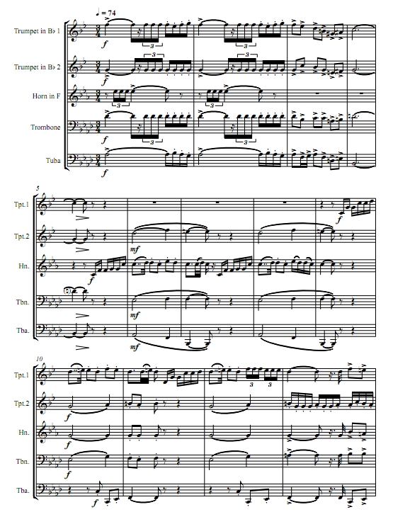 仙女Fanfare pour précéder la Péri保罗·杜卡斯 铜管五重奏总谱+分谱 有试听