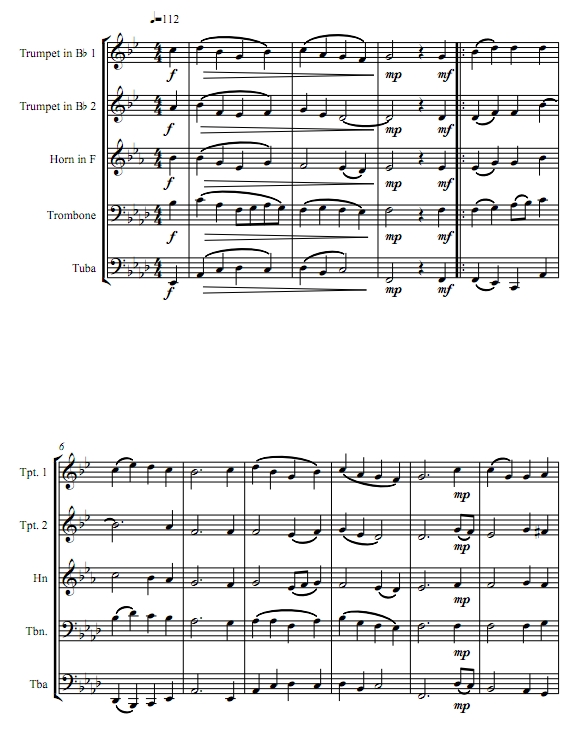 以马内利，恳求降临 铜管五重奏总谱+分谱 有试听