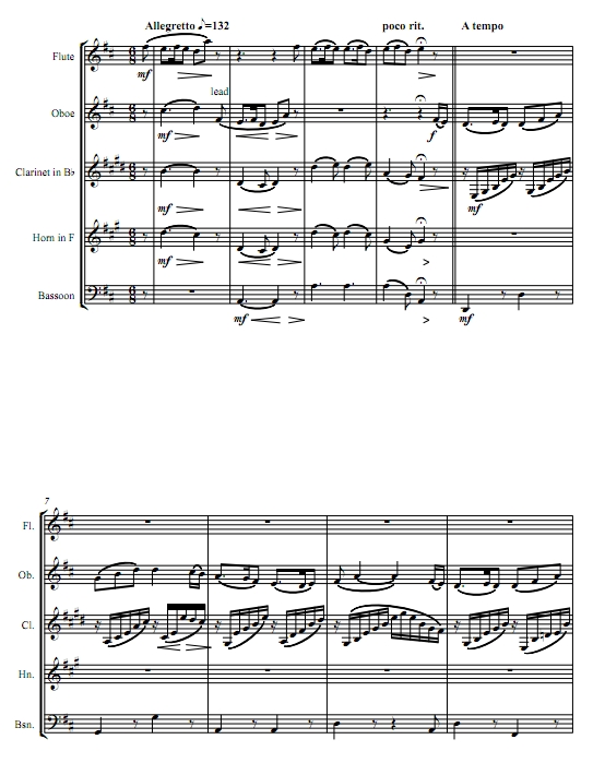 依然在我心深处 木管五重奏总谱+分谱 有试听