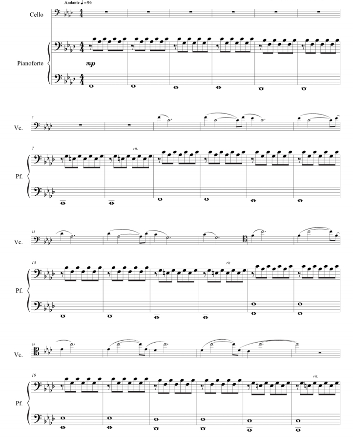 冬天的雪 大提琴钢琴总分谱 有试听