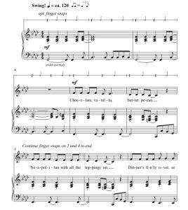 商品为SA 二声部合唱线谱 冰淇淋 麦吉本版 爵士风格 齐唱或二部童声女声合唱+钢琴谱 有试听-云音圈