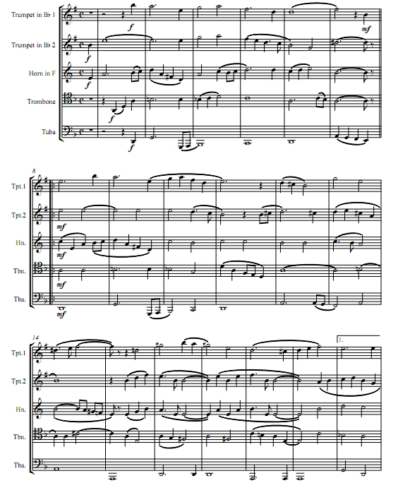 出埃及记 Exodus (main Theme) 铜管五重奏总谱+分谱 有试听