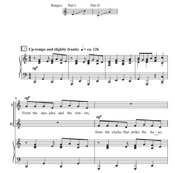 商品为SA 二声部合唱线谱 到处叮叮当 吉尔平版 童声女声圣诞合唱谱 有试听