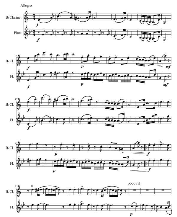 匈牙利舞曲第5号 单簧管长笛 总分谱 有试听