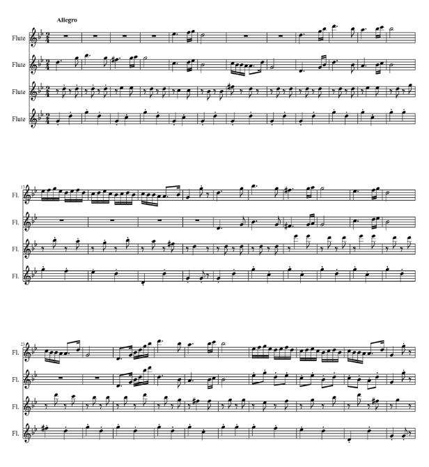 匈牙利舞曲第5号   长笛四重奏 总谱+分谱 有试听