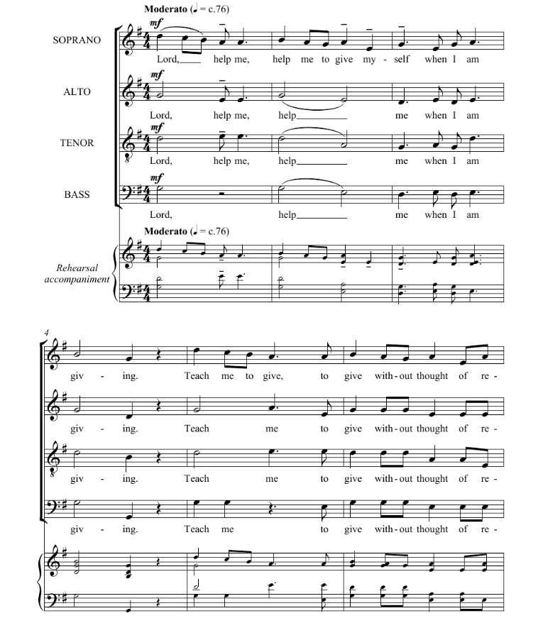 商品为SATB 四声部合唱线谱 南非祷歌 A Prayer From South Africa 惠特伯恩版 阿卡贝拉  无伴奏混声合唱谱 有试听