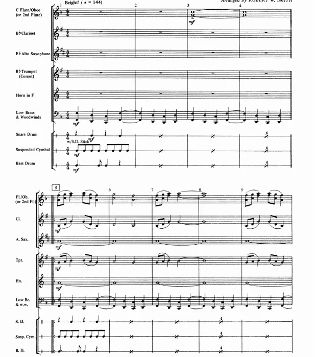 史努比主题歌 Linus and Lucy 初级管乐 交响管乐合奏总谱+分谱（1级）有试听