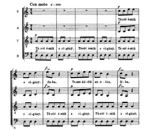 商品为SATB 四声部合唱线谱 吃奶酪的吉普赛人 科达伊版 阿卡贝拉 无伴奏混声合唱谱 有试听-云音圈