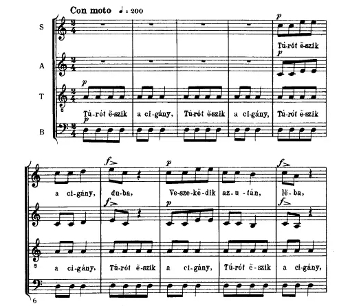 商品为SATB 四声部合唱线谱 吃奶酪的吉普赛人 科达伊版 阿卡贝拉 无伴奏混声合唱谱 有试听