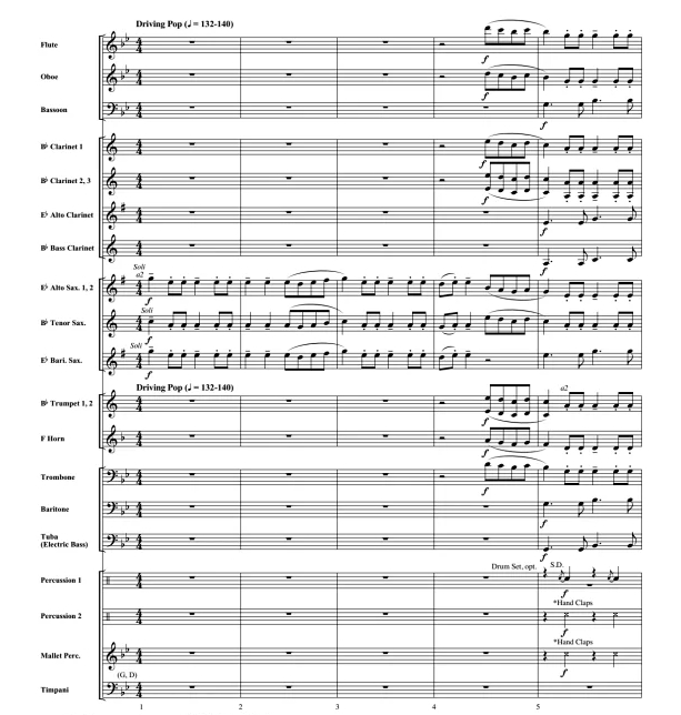 吃鸡音乐 HandClap 初级 交响管乐合奏总谱+分谱 有试听