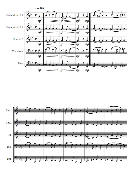 听圣诞钟声  铜管五重奏总谱+分谱 有试听