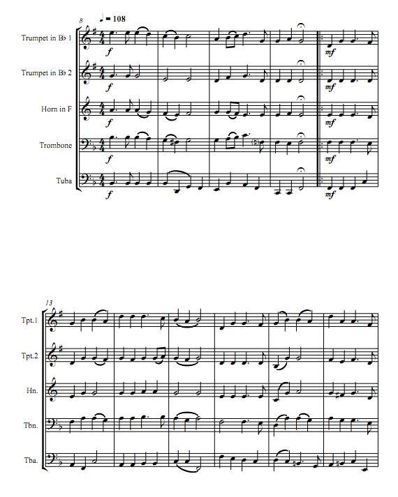 听！天使在唱歌 铜管五重奏总谱+分谱 有试听