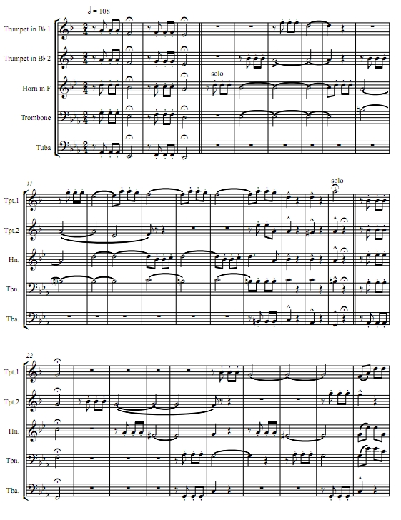 命运交响曲 贝多芬 铜管五重奏总谱+分谱 有试听