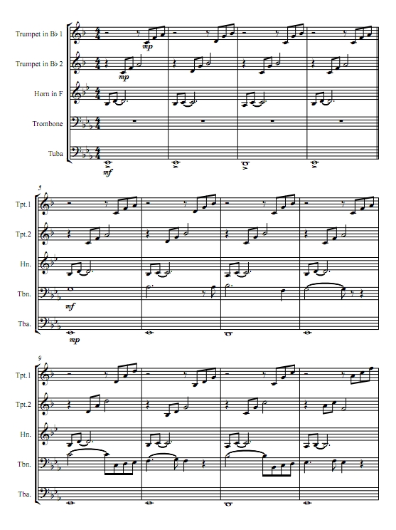 圣母颂Ave Maria 铜管五重奏总谱+分谱 有试听