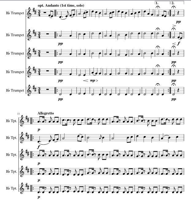 圣诞佳音歌 The first noel 小号五重奏 总谱+分谱 有试听