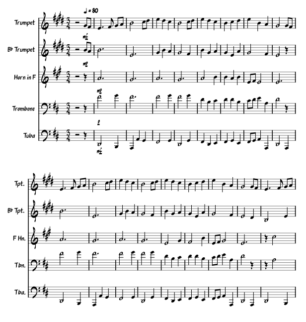 圣诞佳音歌 The first noel 铜管五重奏 约瑟夫版 总谱+分谱 有试听