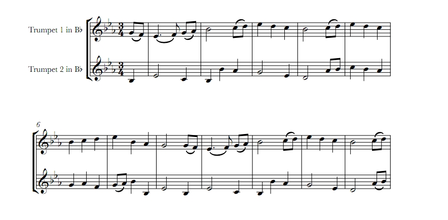 圣诞佳音歌The first noel小号二重奏总谱+分谱 带伴奏音频 有试听