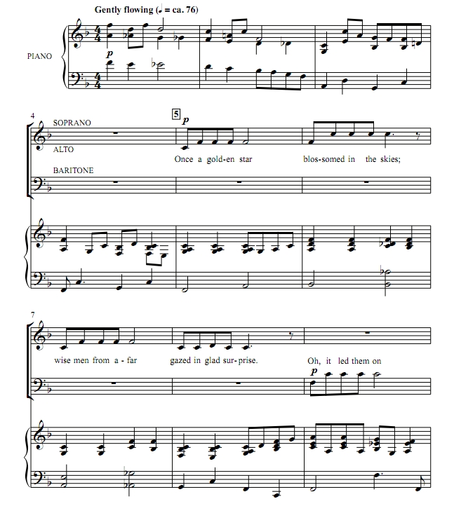 商品为SAB 三声部合唱线谱 圣诞摇篮曲 摩尔版 混声合唱谱 有试听