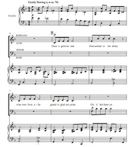 商品为SATB 四声部合唱线谱 圣诞摇篮曲 摩尔版 混声合唱谱 有试听-云音圈